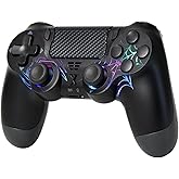 mone Wireless Controller for PS4/PC, Black Spider Design, Hall Effect Joystick, RGB Lighting, Dual Vibration, 6-Axis Gyro, Touchpad, Type-C Charging, 3.5mm Headphone Jack