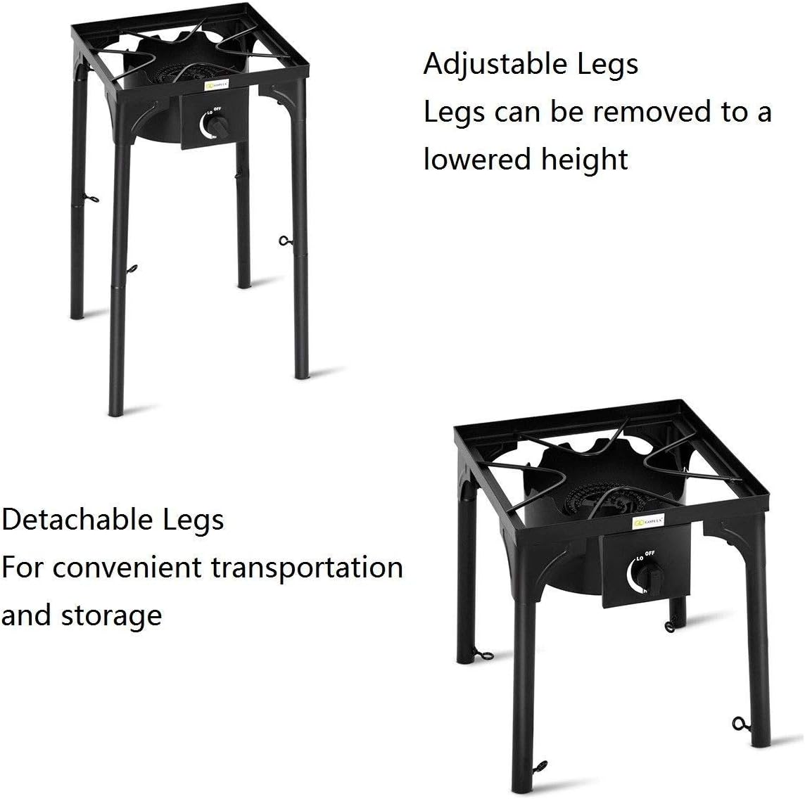 review Goplus Outdoor Camp Stove High Pressure Propane Gas Cooker Portable Cast Iron Patio Cooking Burner w/Detachable Legs Great for Camping, Patio, or RV (Single-Burner 100,000-BTU)