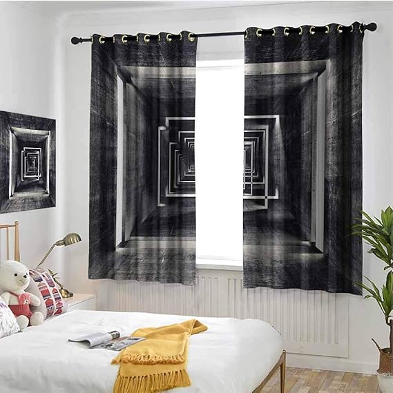 hengshu Dark Grey Bedroom Curtains Blackout Shades Architecture Perspective Tunnel Interior