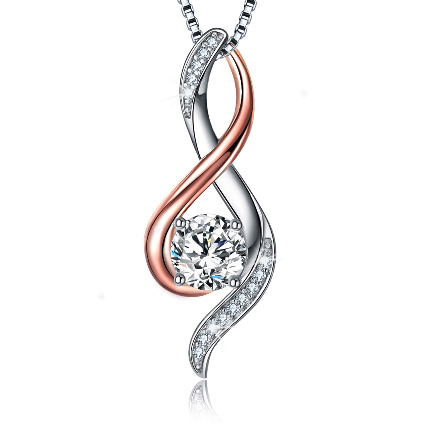 Sterling Silver Cubic Zirconia Stone Heart Necklace with Mom Letter Carving Pendant Jewellery for Women