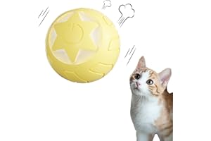 Peticularz Interactive Cat Toy Ball with LED Light, Wloom Automatic Moving Cat Toy Powerball 2.0 for Cats & Dogs, Indoor Entertainment & Movement Stimulation, Ideal Toy for Cats Kitten (Yellow)