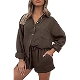 AUTOMET 2 Piece Sets For Women Lounge Wear Matching Two Piece Pajama Fashion Oversized Shirts And Shorts Spring Outfit 2026