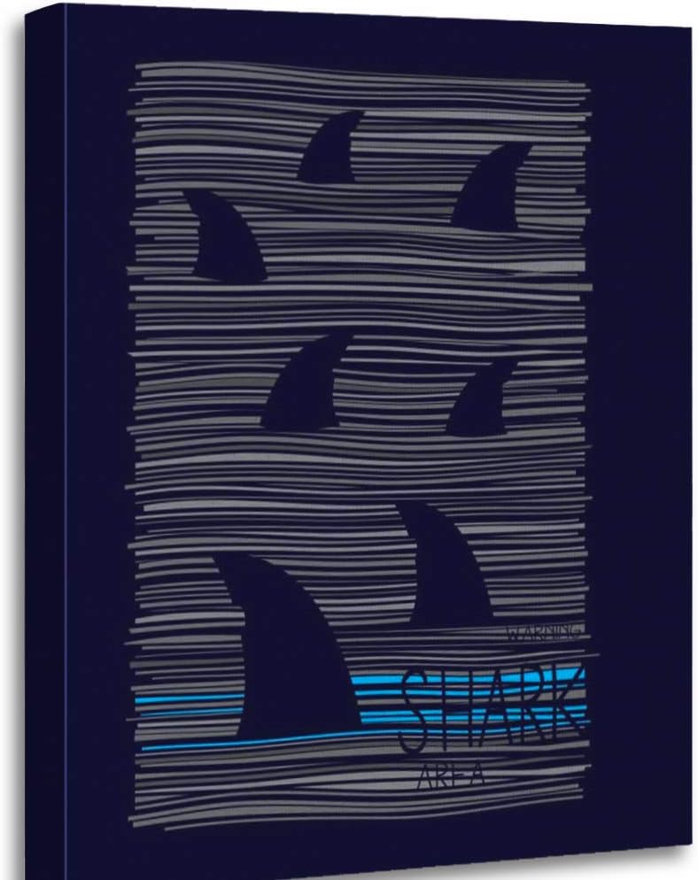 Qryipd Canvas Print Picture Wall Art 12x16 inches Shark Graphics Animal Art Sharp Arfa Gift Perfect Suitable for Bedroom Or Home Office Decor Your Home