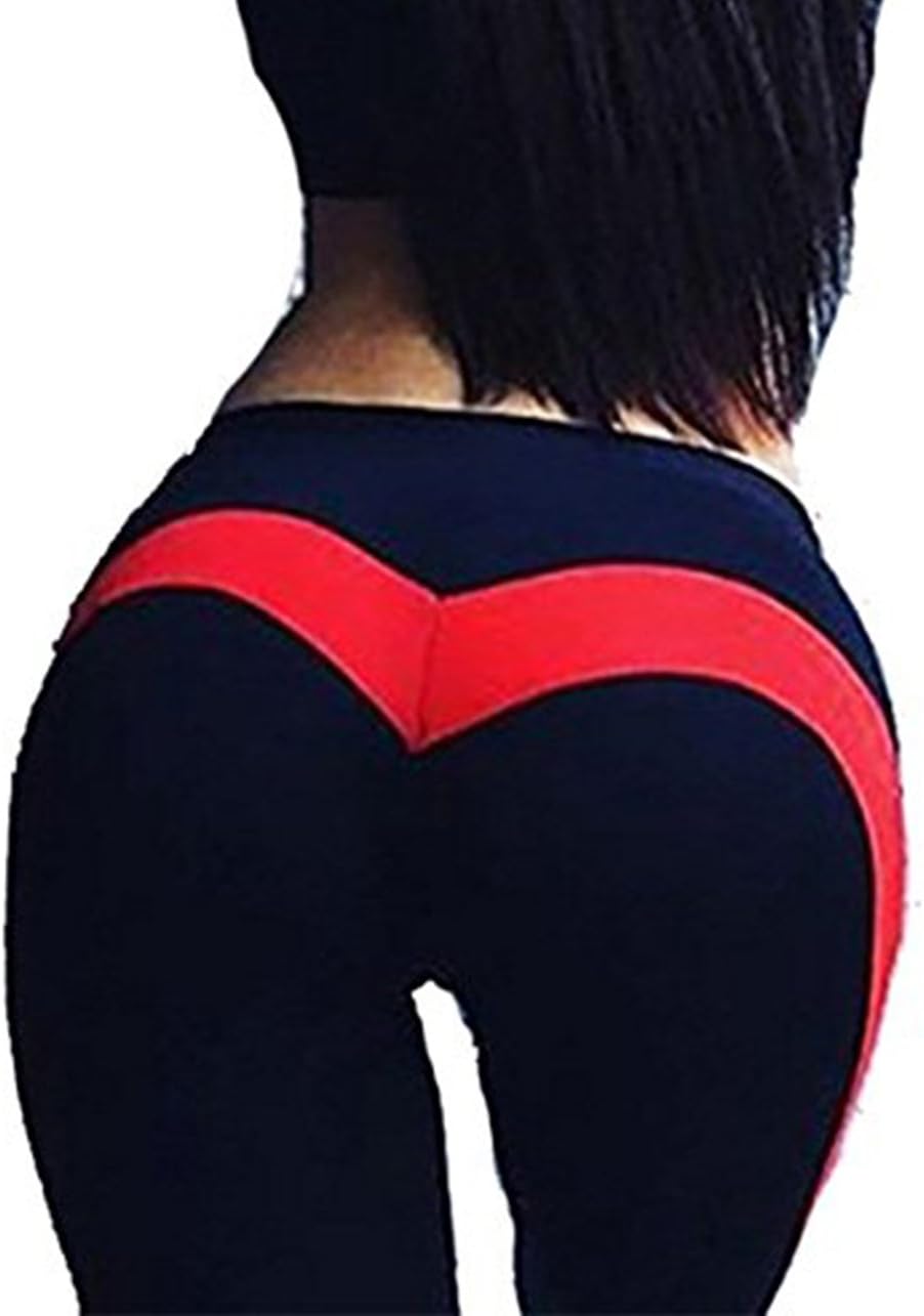 2017 Red Heart Shaped Patchwork Yoga Leggings Butt Lift Sports Exercise Leisure Pants Bottoming Pants, Black, Large