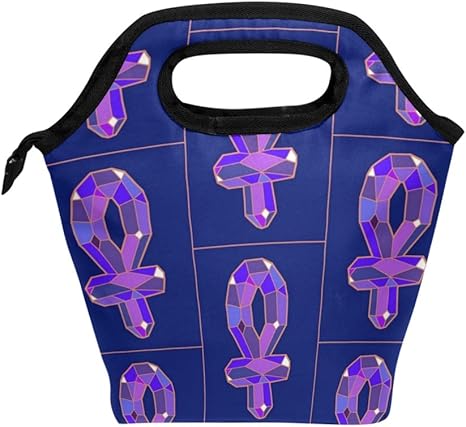 Amazon ランチバック 保冷 保温 お弁当 バッグ おしゃれ かわいい 弁当袋 バッグ トートバッグ 食品収納 通勤 通学 エジプト角柱フクシアアンク柄 並行輸入品 ランチバッグ ランチ巾着 ランチベルト オンライン通販