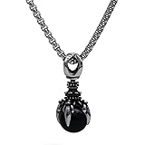 GANG SHI DAI Dragon Claw Colourful Pearl Stainless Titanium Steel Pendant Necklace Jewelry