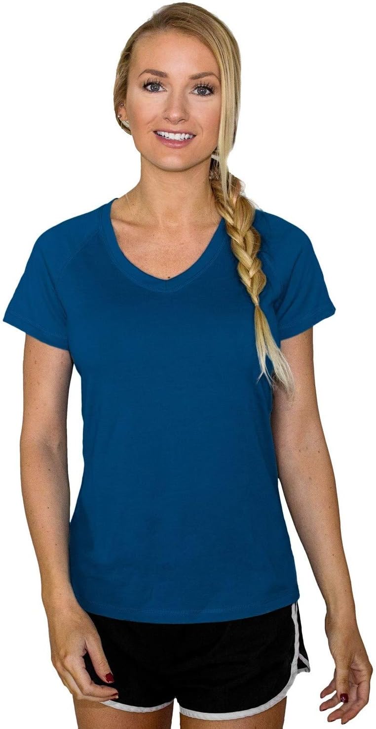 Woolx Women's Mia Lightweight Moisutre Wicking Merino Wool T Shirt That Repels Odor, Electric Blue, X-Small