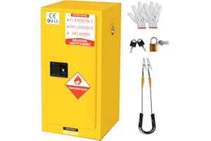 YOEXTO Flammable Storage Cabinet 18" x 18" x 35.5", 25 Gallon Galvanized Steel Flammable Cabinet, fire Resistant Cabinet, Chemical, Yellow