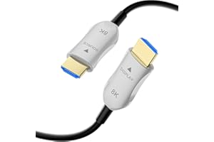 RUBMUD 8K Fiber Optic HDMI 2.1 Cable 50ft, Long Active HDMI Cable, High Speed Fiber HDMI Cord, 48Gbps, 8K@60Hz 4K@120Hz, Dyna