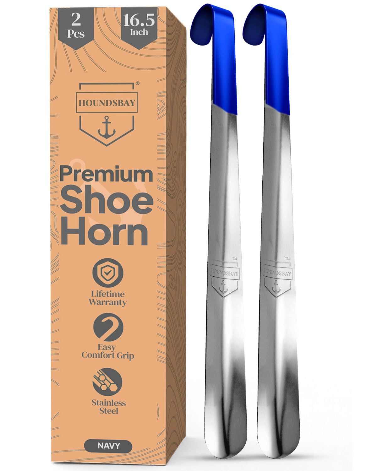 HOUNDSBAY Metal Shoe Horn Long Handle for Seniors, Shoehorn Long-handle, Shoe Horns for Men Long Handle, Long Handled Shoe Horn for Women and Kids, Extra Long Shoe Horn for Seniors, Boot Horn, Shoe Spoon