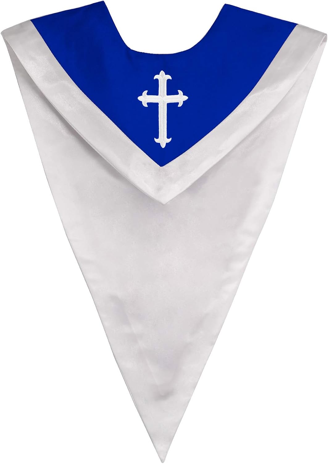 IvyRobes Unisex Reversible V Shape Choir Stole with Border Royal Blue/White: Clothing