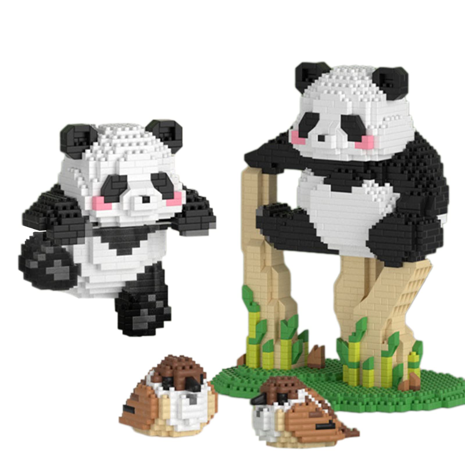 Larcele Micro Building Blocks Animal Set, DIY Mini 3D Building Toy Bricks,1558 Pieces KLJM-09 (2 in 1 Panda C)