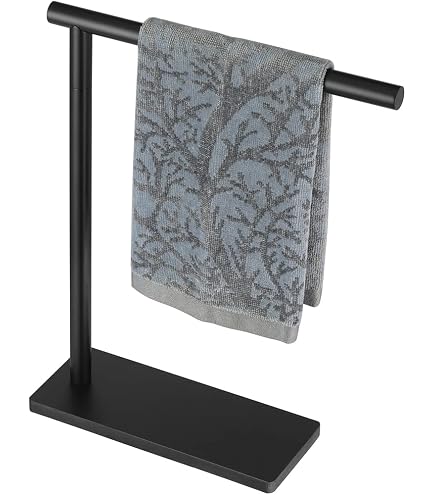 Miyili Handtuchständer Edelstahl – T-Form, Mattschwarz, Freistehend, Für Arbeitsplatte, SUS 304