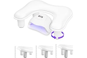 RONAME Arm Rest for Nails Tech, 3 Height Adjustatle Nail Arm Rest Stand, White U Shaped Manicure Hand Rest, Soft PU Leather Fabric for Nail Salon Supplies White
