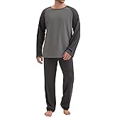 Navisting Mens Pajamas Set Comfy Pj Sets Long Sleeve Pajamas Cotton 2-Piece Loungewear Nightwear with Pockets