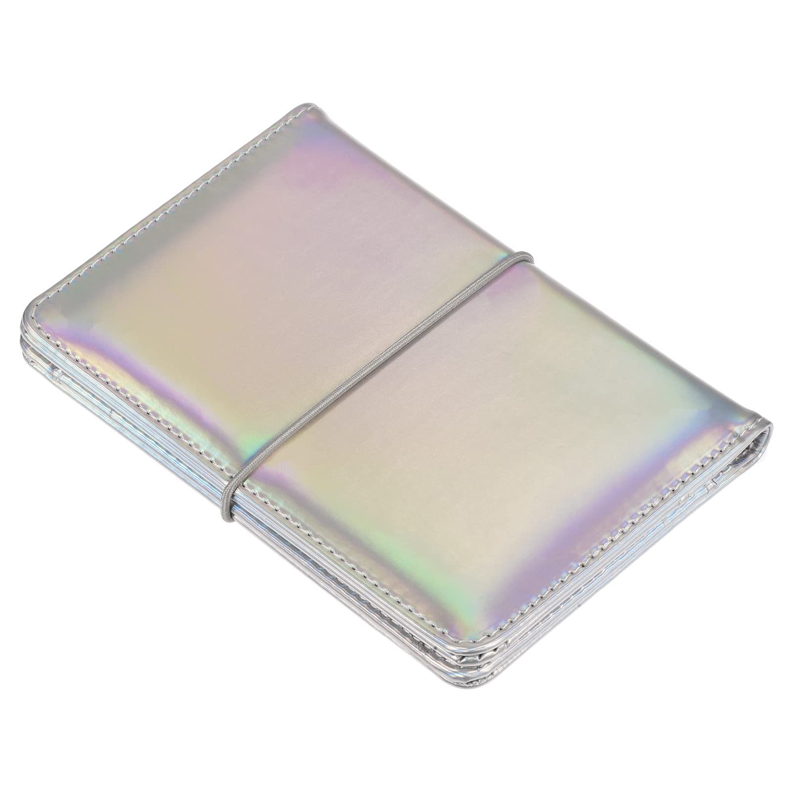 PATIKIL 5.8"x3.9" PU Leather Card Holder Cover, Travel Wallet Card Case Document Organizer with Elastic Strap,Silver Tone