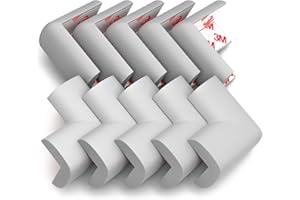 KOMFORTOLOGY 10-Pack Corner Protectors Baby Proof, Furniture Corner and Edge Safety Bumpers, Soft Rubber Foam Cushion Covers, 3M Taped Corner Guards, Baby Child Proofing Pads, Table Corner Protectors, Gray