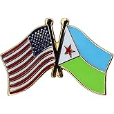 USA and Djibouti Flag Die-struck Metal Friendship Lapel Pin with Butterfly Clasp Closure
