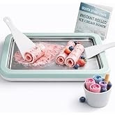 Rolled Ice Cream Maker with Quick Start Guide - DIY Instant Ice Cream Tray Kit, Includes 2 Scrapers for Manual Homemade Ice Cream Rolls, Frozen Yogurt, Sorbets &amp; Slushies, No Electricity Needed（green）
