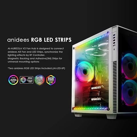 Anidees AI Crystal Cube AR V3 EATX/ATX PC Gaming Caja con dos cámaras de vidrio templado con 5 ventiladores RGB PWM / 2 tiras LED – Blanco AI-CL-Cube-W-AR3