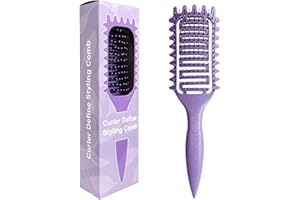 AZXEWA Curl Defining Brush, Curly Hair Brush, 2025 Curl Define Styling Brush for Curly Hair, Vented Hair Brush for Shaping and Defining Curly Hair for Women (Purple)