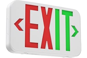 SASELUX Led Exit Sign Emergency Light, Switchable Red/Green Colors, Double Sided and Battery Backup Exit Light, Contractor Select, AC 120/277V,UL Listed (1 Pack)