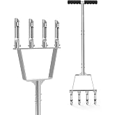 RETRUE Manual Core Aerator Lawn Tool, Stainless Steel, 4 Replaceable Tine | Semi-Assembled, Heavy Duty, Grass &amp;Soil Aerator, For Lawn, Yard Care, Easy Cleaning, Anti-clogging Design, Ergonomic Comfort