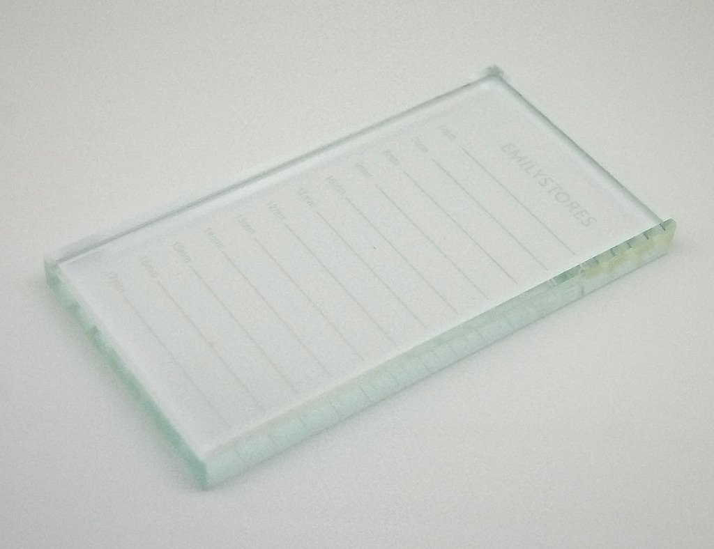 EMILYSTORES Crystal Tray Glass Eye Lash Stand Pallet Holder for Eyelash Extensions 4.5X2.5X0.4 Inches 1PC