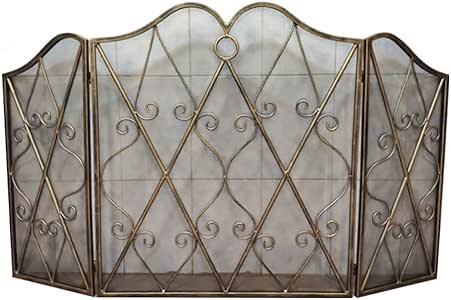 Pantalla de la chimenea Pantalla De La Chimenea, 3 Paneles De Malla