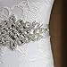 E-Clover Rhinestone Ribbon Sash Belt for Bridal Women's Wedding Dress Belt (Off White)
