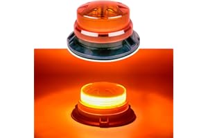 AUXMOTEC Amber Led Emergency Strobe Beacon Lights Bar with Magnetic Mount and 8 Flash Models Yellow Warning Safety Rooftop Signal Lamps Vehicles Forklift Truck Tractor Golf Car Carts (24-LED 12V-24V)