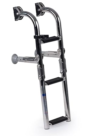wellenshop Badeleiter klappbar 3 Stufen Edelstahl 590 mm Bootsleiter