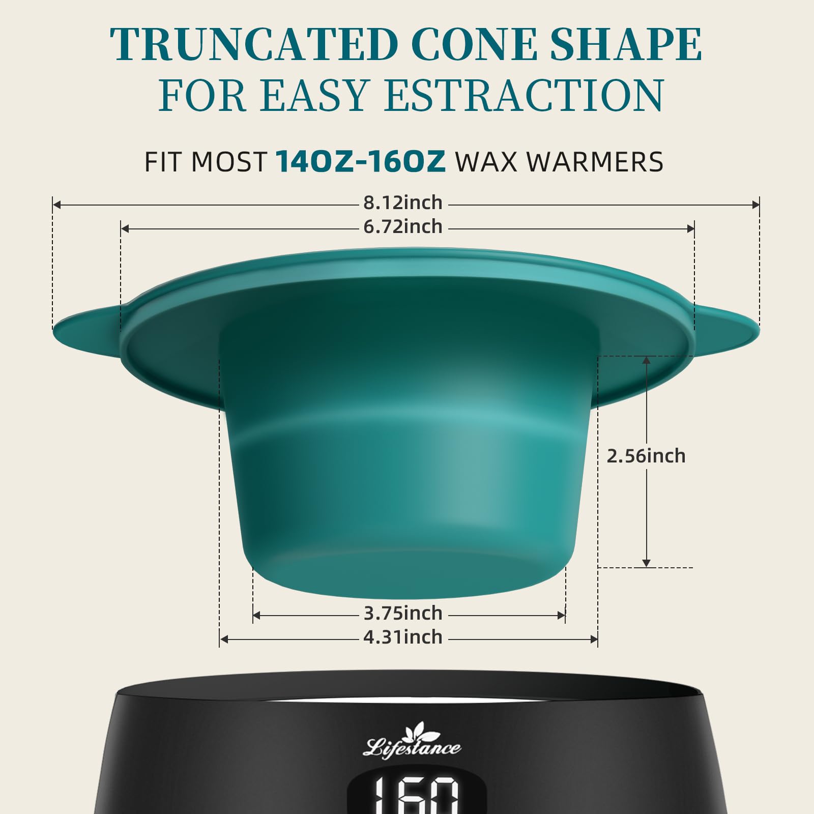 Lifestance Removable Wax Pot Liner With 2 Spatulas for 16oz Kit, 17 Items, Anti-Scalding Foldable Warmer Bowl & Reusable Sticks, Easy to Clean
