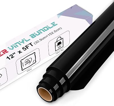 IModeur Black HTV Vinyl 12 x 5 ft Iron On for Fabric Easy Weeding