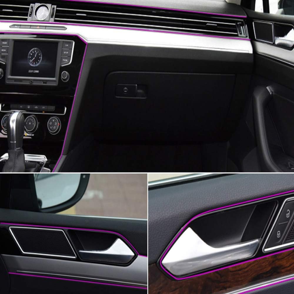 Car Interior Trim Strips - 16.4ft Universal Car Gap Fillers Automobile Moulding Line Decorative Accessories DIY Flexible Strip Garnish Accessory with Installing Tool (5M - Purple): Automotive