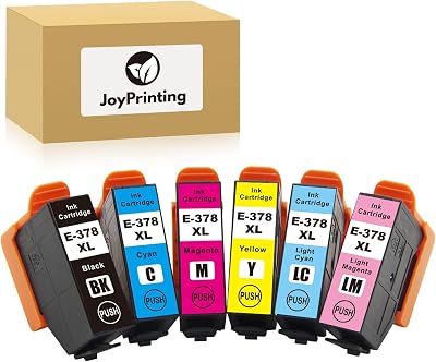 JoyPrinting 378XL Ink Cartridges 6PK Black Cyan Magenta Yellow Light Cyan Light