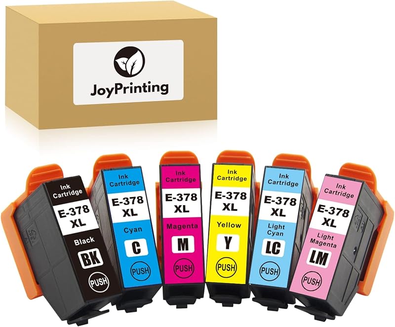 JoyPrinting 378XL Ink Cartridges 6PK Black Cyan Magenta Yellow Light Cyan Light