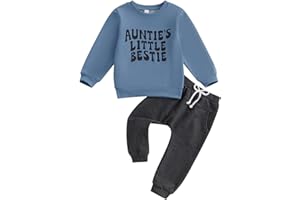 SAYOO Aunties Bestie Baby Clothes Gender Neutral Baby Boy Girl Long Sleeve Sweatshirt Pullover Pant Fall Solid Color Outfit