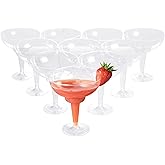 MATANA 10 Elegant Hard Plastic Margarita Cocktail Glasses, 360ml - Transparent, Sturdy & Reusable - Daiquiri Martini Glasses for Weddings Birthdays, Christmas & Outdoor Parties