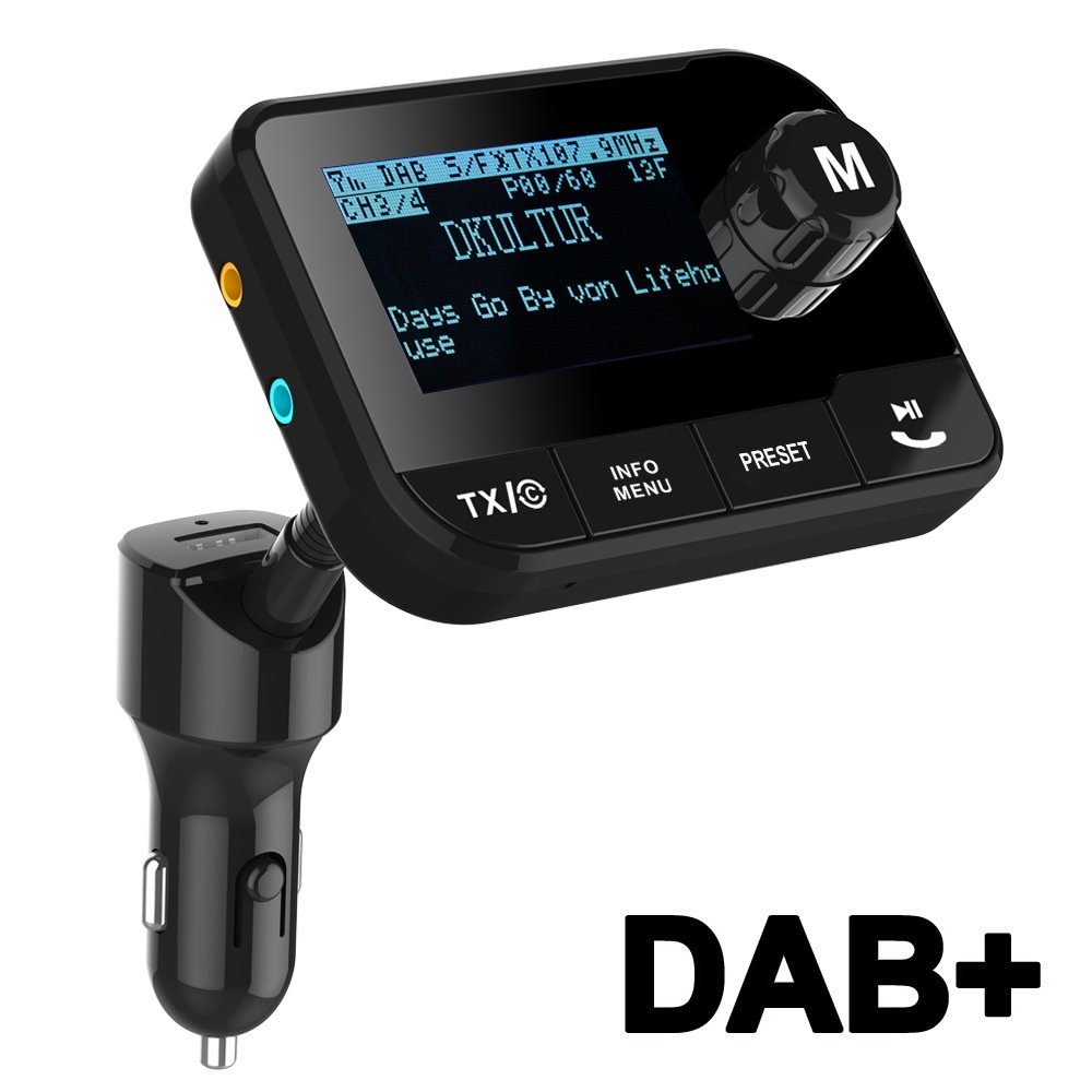 Blufree In Car DAB+ Radio Adapter FM Transmitter, Bluetooth MP3 Music Receiver Handsfree Car Kit