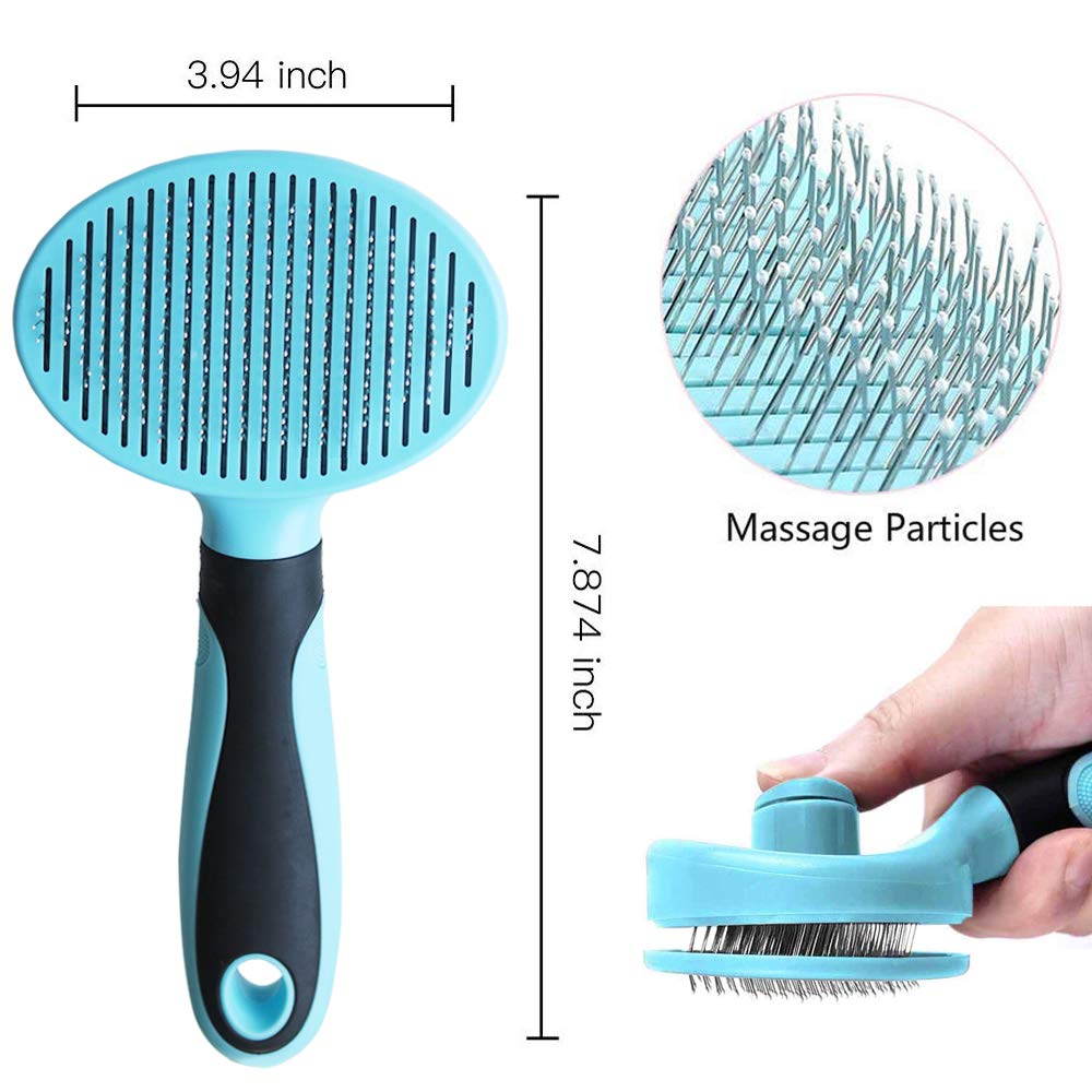 Cat Brush, Soft Dog Grooming Tool Brush for Dogs and Cats, Removes Loose Undercoat, Mats Tangled Hair Slicker Brush for Pet Massage-Self Cleaning: Beauty