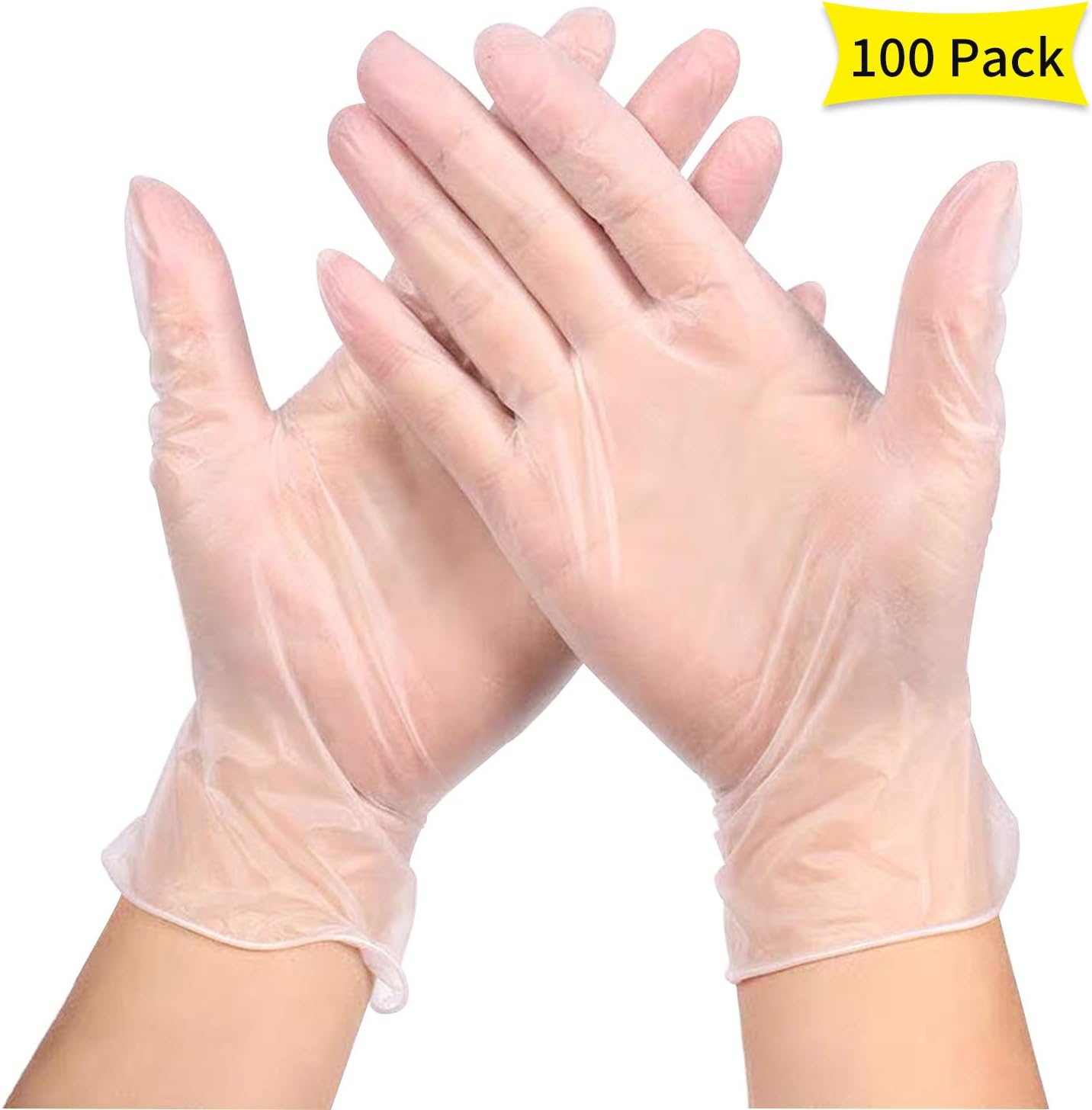 TOROTON Disposable Latex Gloves, Powder Free Clear Work Gloves, Professional Grade Glove for Kitchen, Cleaning, Food Handling Use, 100 Pieces Medium