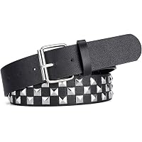 8626 Unisex Faux Leather Punk Rock Buckle Belt Fashion Rivets Checkerboard Personalised Rivets Checkerboard PU Leather Belt 107CM Men  main image 3