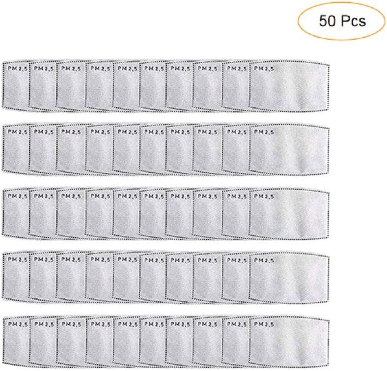 Caviotess 50 Pcs Children Kids PM2.5 Activated Carbon Filter Insert 5 Layers Protective Filter Cartridges & Filters Replacement