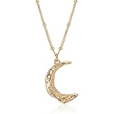 Fettero Necklaces for Women, 14K Gold Plated Star Moon Pendant Chain Charm Necklaces for Mom Wife Dainty Gold Necklace Jewelry Gift