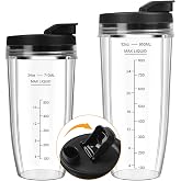 Blender Cups Replacement for Ninja, 24oz &amp; 32oz Ninja Blender Cups with To-Go Lids Compatible with Ninja BN401, BL456, BL480, BL2012, BL2013, BL4501, BN751, BN801, SS101, SS151 (2 Pack)