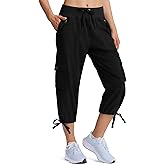 Ksmien Women's Hiking Capris Quick Dry Lightweight Ladies Summer Cargo Pants 8 Pockets for Travel Camping