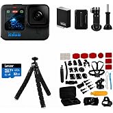 GoPro HERO12 Black Waterproof Action Camera with 5.3K60 Ultra HD Video, 27MP Photos, HDR, Live Streaming, Webcam, Stabilization, Bundle with Froggi Accessory Kit and 32GB Memory Card