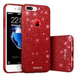 ZUSLAB iPhone 7 Plus Case, [Rosy Sparkle] Bling Luxury Glitter Cover, Dual Layer Fashion Protective Soft Rubber Flexible Ultra Light Slim Case for Apple iPhone 7 Plus (Red)