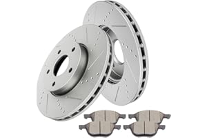 INEEDUP 10.95" Disc Brake Kit-Drilled & Slotted Rotors and Ceramic Pads Front For Ford For Focus 2012-2018,For Volvo C30 2012-2013,For Volvo S40 2004-2012